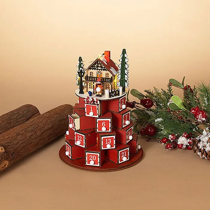 Rings Gerson 11H BO Lighted Wood Tabletop Countdown Calendar w Laser Cut House Gerson Company Rings Gerson 11H BO Lighted Wood Tabletop Countdown Calendar w Laser Cut House Gerson Company