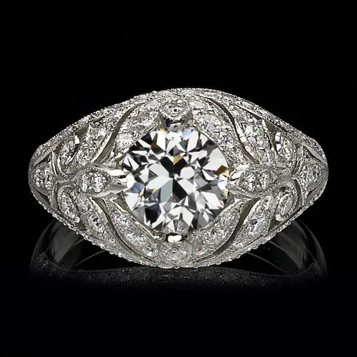 Rings HarryChadEntcom 2 Carats Vintage Style Solitaire Ring Round Old Mine Cut Genuine Natural Earth Mined Diamond Rings HarryChadEntcom 2 Carats Vintage Style Solitaire Ring Round Old Mine Cut Genuine Natural Earth Mined Diamond