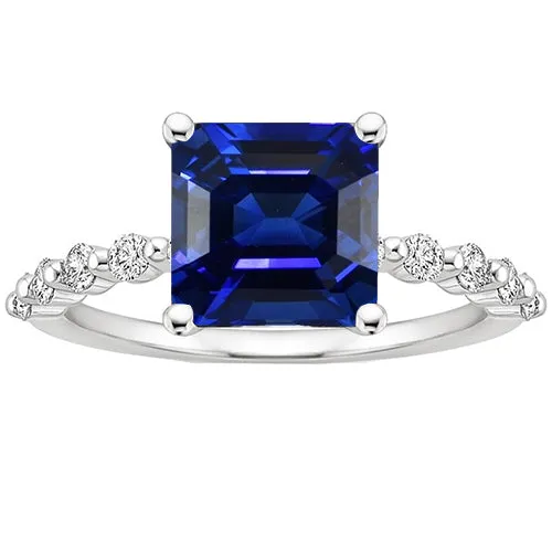 Rings HarryChadEntcom Anniversary Ring Princess Blue Sapphire Solitaire With Accents 4 Carat Rings HarryChadEntcom Anniversary Ring Princess Blue Sapphire Solitaire With Accents 4 Carat