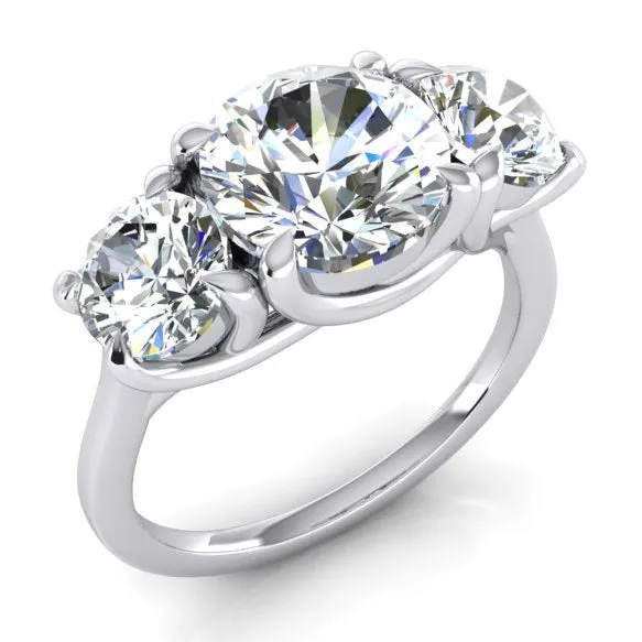 Rings HarryChadEntcom Genuine Round EarthMined Diamond Three Stone Ring