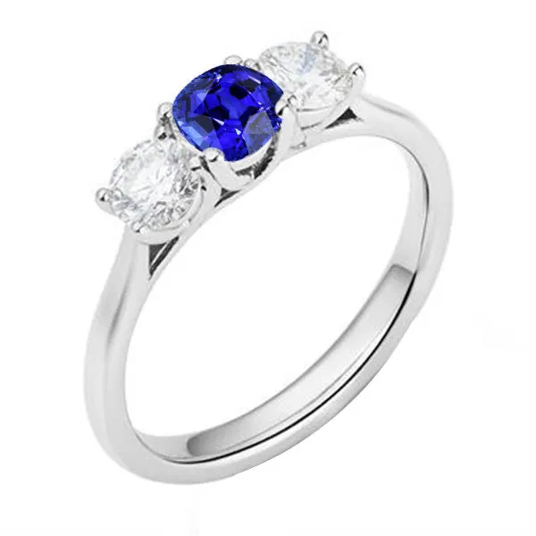 Rings HarryChadEntcom Ladies 3 Stone Ring Cushion Ceylon Sapphire 125 Carats Round Natural Earth Mined Diamonds Rings HarryChadEntcom Ladies 3 Stone Ring Cushion Ceylon Sapphire 125 Carats Round Natural Earth Mined Diamonds