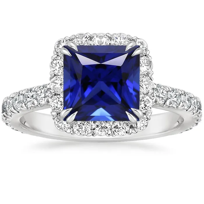 Rings HarryChadEntcom Natural Earth Mined Diamond Halo Gemstone Ring Ceylon Sapphire Princess Pave Set 6 Carats Rings HarryChadEntcom Natural Earth Mined Diamond Halo Gemstone Ring Ceylon Sapphire Princess Pave Set 6 Carats