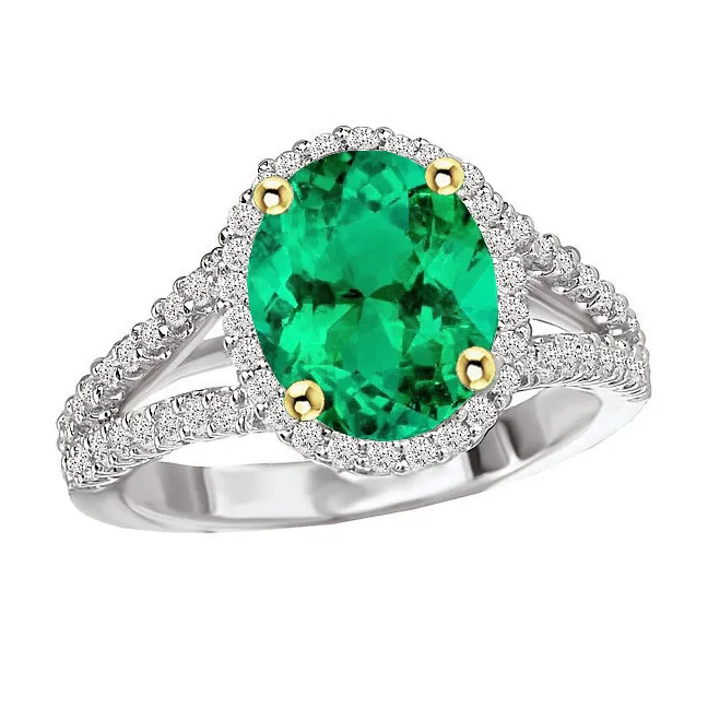Rings HarryChadEntcom Oval Shaped Green Emerald Wedding Ring With Halo Diamonds Rings HarryChadEntcom Oval Shaped Green Emerald Wedding Ring With Halo Diamonds
