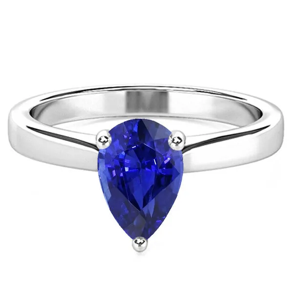 Rings HarryChadEntcom Solitaire Anniversary Pear Shaped Ceylon Sapphire Ring 2 Carats Rings HarryChadEntcom Solitaire Anniversary Pear Shaped Ceylon Sapphire Ring 2 Carats