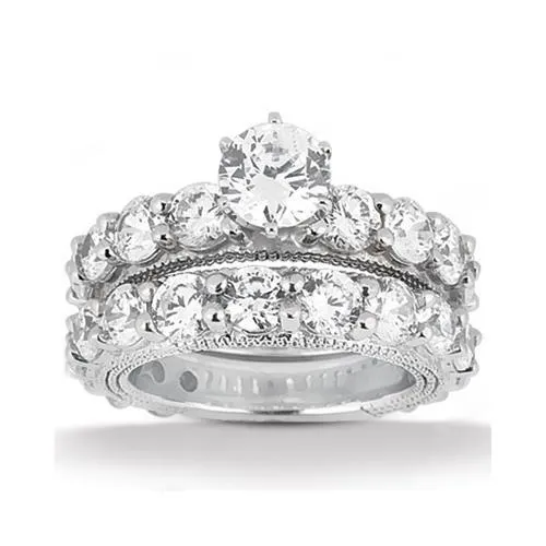 Rings Natural Earth Mined Diamond Antique Style Engagement Ring Set 675 Carats White Gold 14K GB Rings Natural Earth Mined Diamond Antique Style Engagement Ring Set 675 Carats White Gold 14K GB