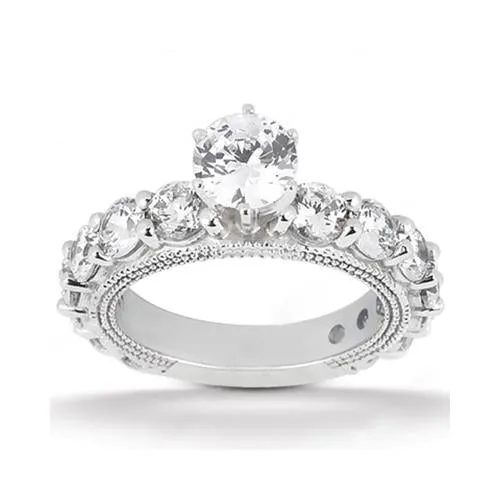 Rings Natural Earth Mined Diamond Antique Style Engagement Ring Set 675 Carats White Gold 14K GB