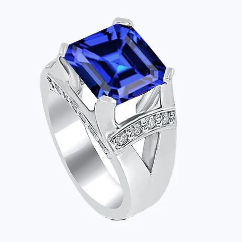 Rings Natural Earth Mined Diamond Wedding Ring Asscher Blue Sapphire Gold V Split Shank 3 Carats HarryChadEntcom Rings Natural Earth Mined Diamond Wedding Ring Asscher Blue Sapphire Gold V Split Shank 3 Carats HarryChadEntcom
