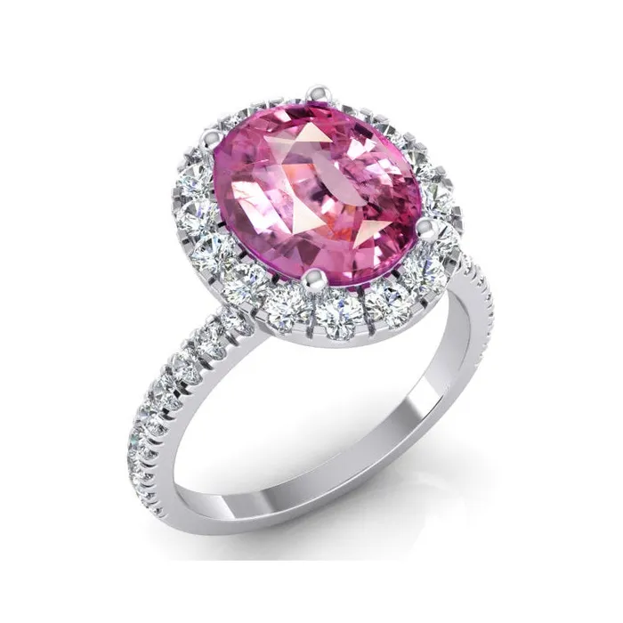 Rings Pink Sapphire Halo Diamond Ring HarryChadEntcom