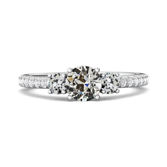 Rings Round Old Mine Real Natural Earth Mined Diamond Ring 3 Stone Style Jewelry 14K Gold 4 Carats HarryChadEntcom
