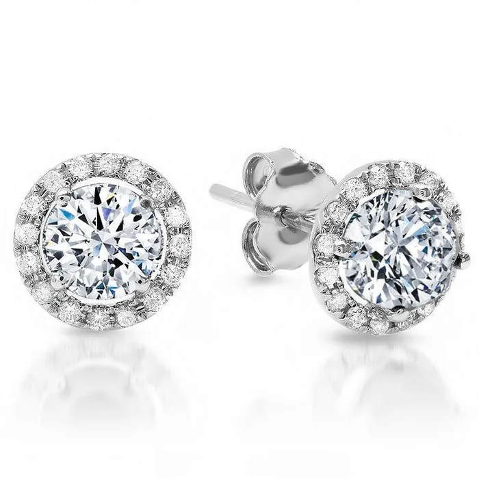 Round Cut Natural Earth Mined Diamond Halo Stud Ladies Earrings 340 Carat White Gold 14K GB Earrings Round Cut Natural Earth Mined Diamond Halo Stud Ladies Earrings 340 Carat White Gold 14K GB Earrings
