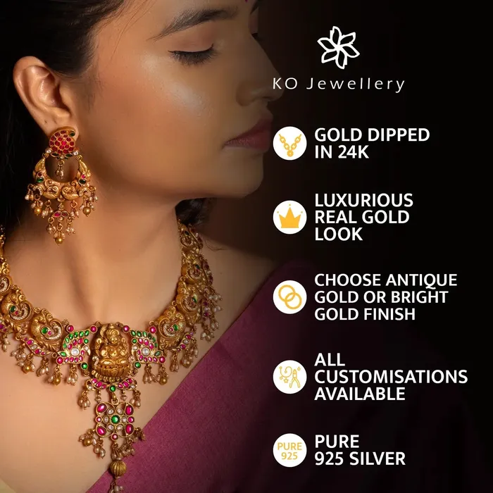 Silversmith Necklaces The Anisha Silver Lakshmi Nakkasi Necklace
