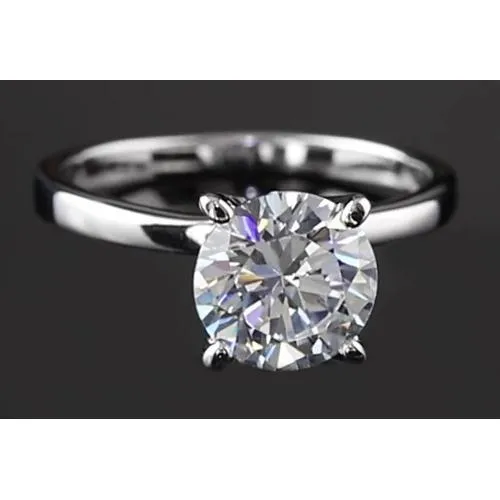 Solitaire Round Natural Earth Mined Diamond Ring 2 Carats GB Rings