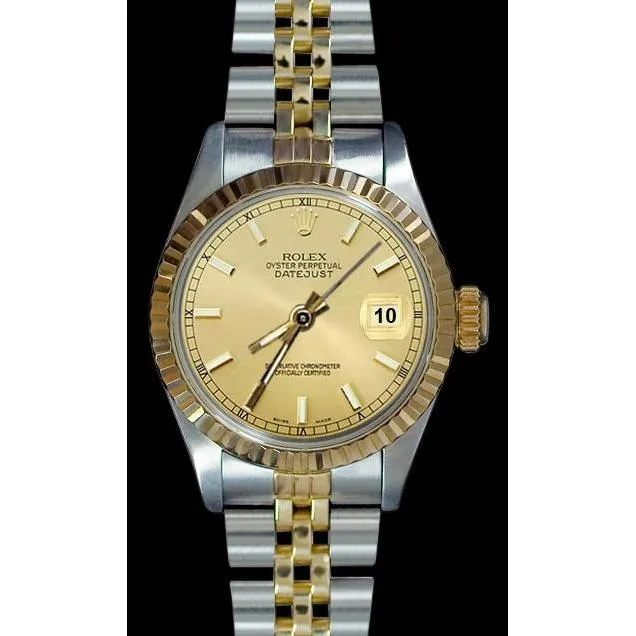 Ss Yellow Gold Datejust Lady Watch Champagne Stick Dial Rolex GB Watches