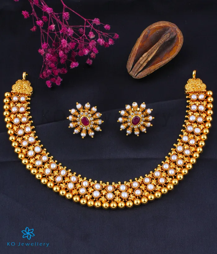 The Adhanika Antique Silver Pearl Necklace Silversmith Necklaces