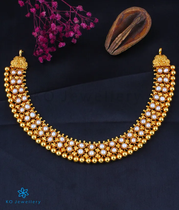 The Adhanika Antique Silver Pearl Necklace Silversmith Necklaces