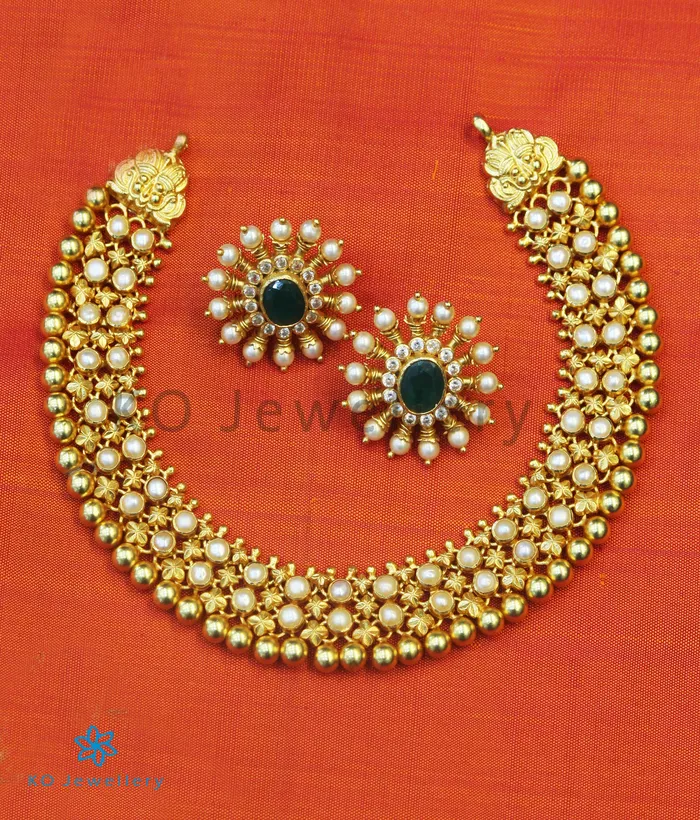 The Adhanika Antique Silver Pearl Necklace Silversmith Necklaces