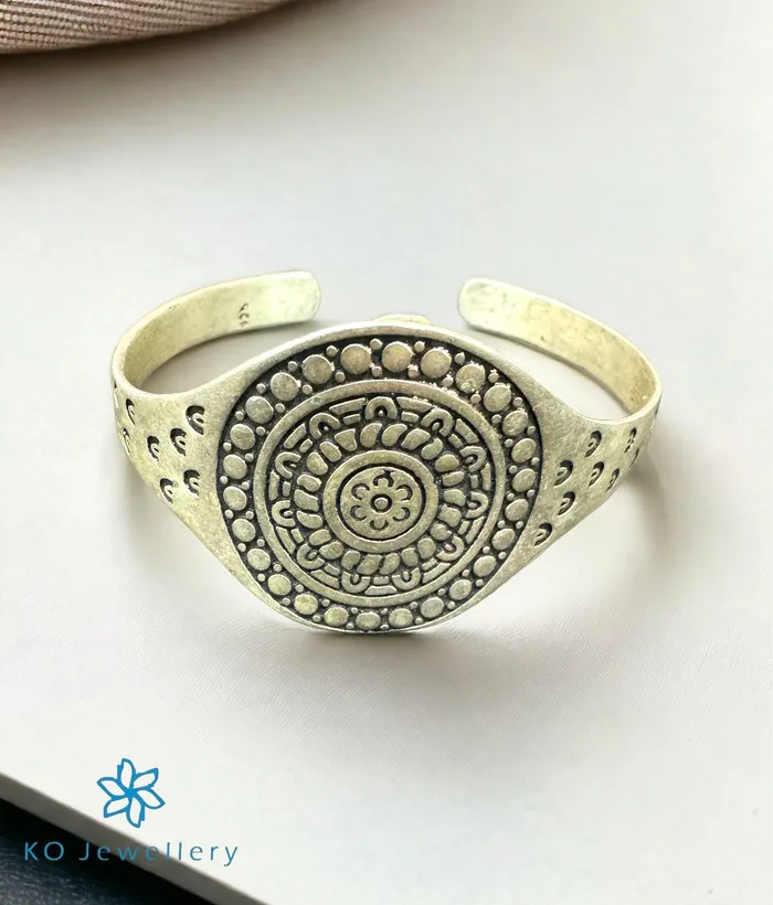 The Engraved Silver Open Bracelet Jaipur Bracelets