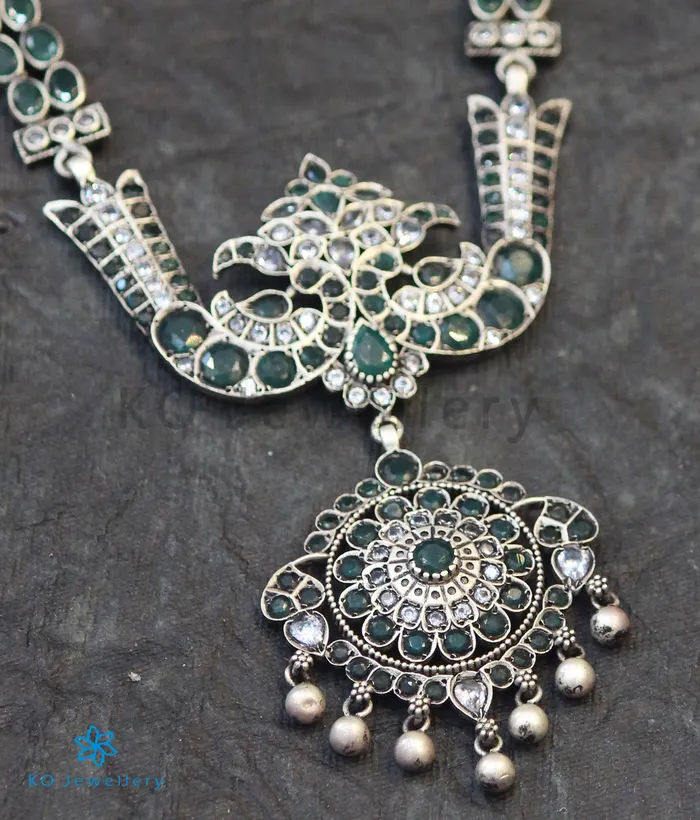 The Hasti Silver Peacock Necklace Oxidised Silversmith Necklaces