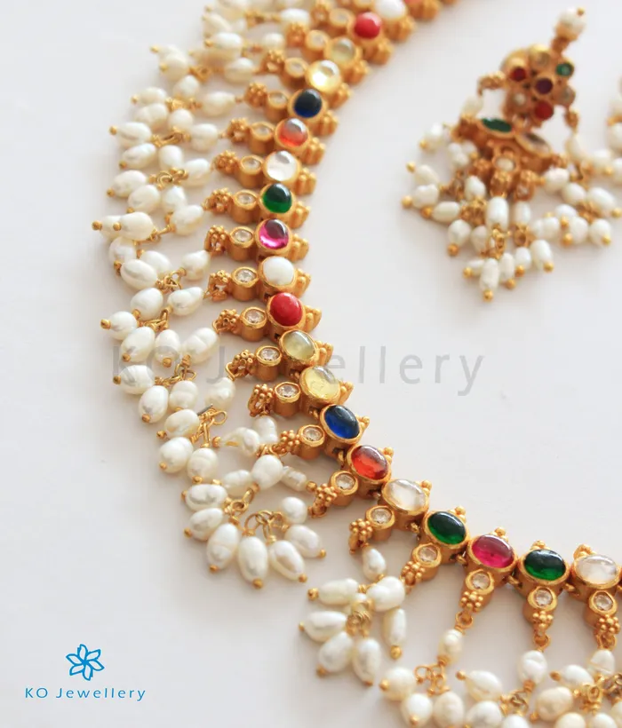 The Prerna Silver Navratna Necklace Long Silversmith Necklaces