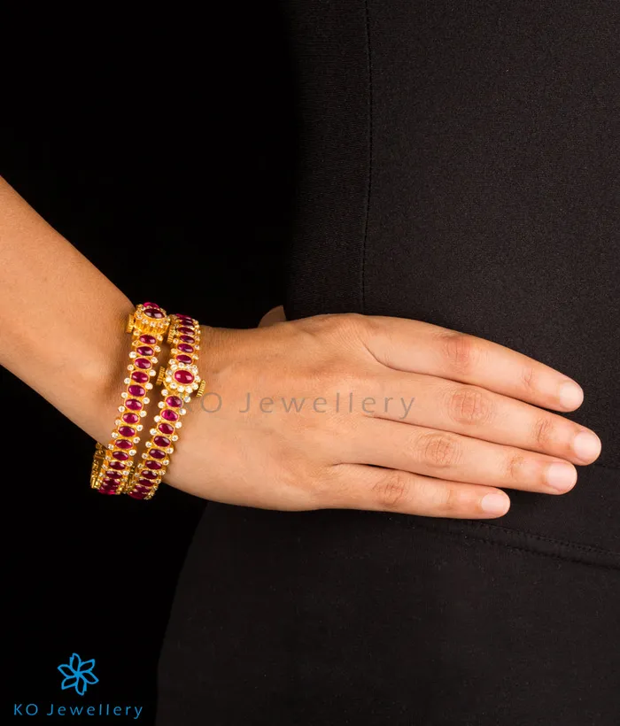 The Shreeda Silver Kemp Bracelet RedSize22242628 Silversmith Bracelets
