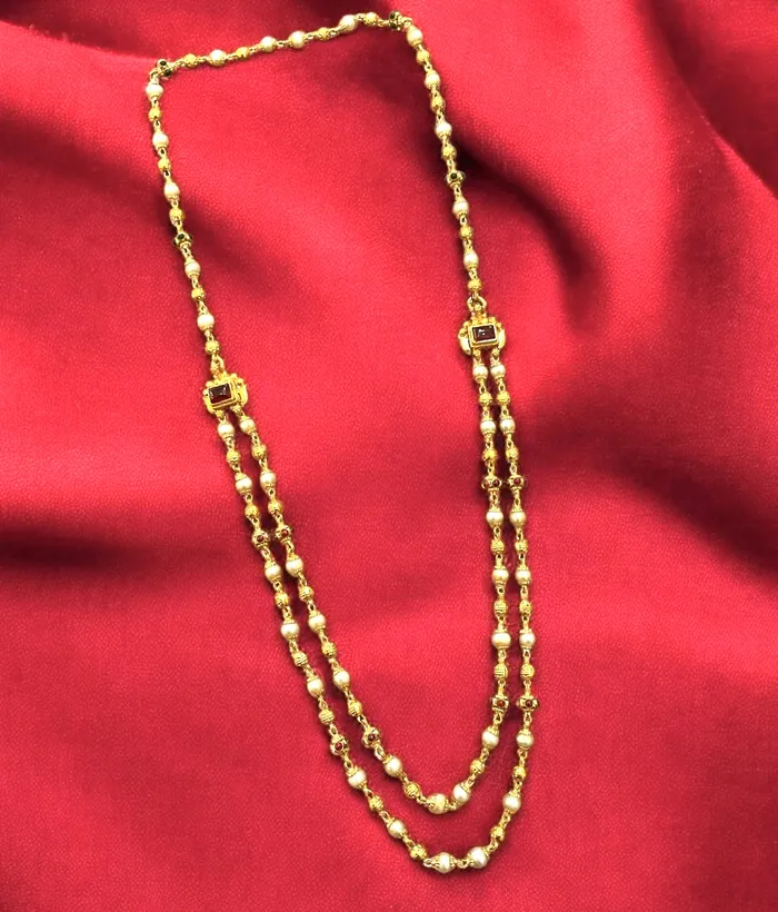 The Vrsala Silver Pearl 2 Layered Necklace Silversmith Necklaces