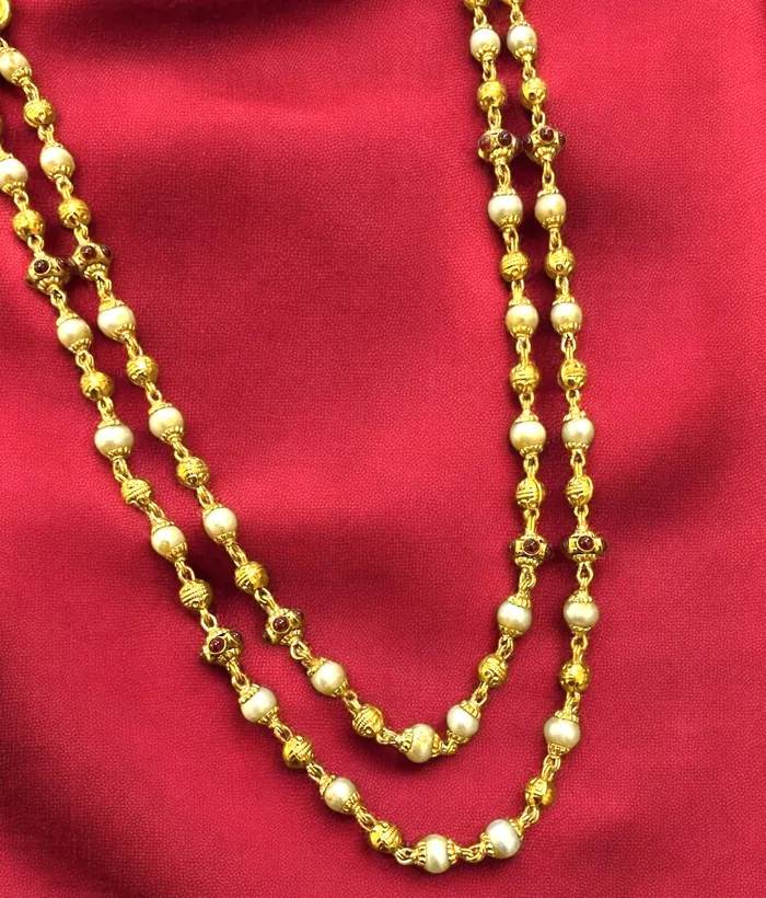 The Vrsala Silver Pearl 2 Layered Necklace Silversmith Necklaces