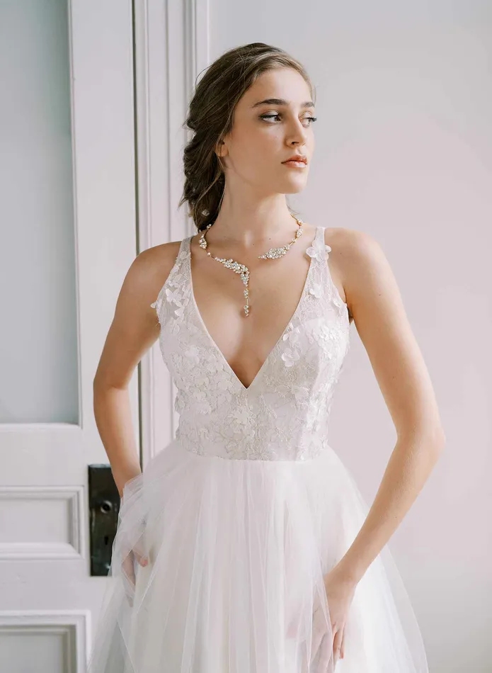 twigs honey Champagne bubbles crystal necklace Style 2419 Necklaces