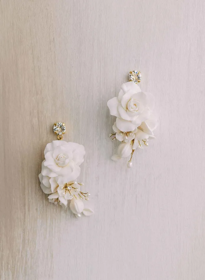 twigs honey Earrings Rose and crystal drop earrings Style 2105