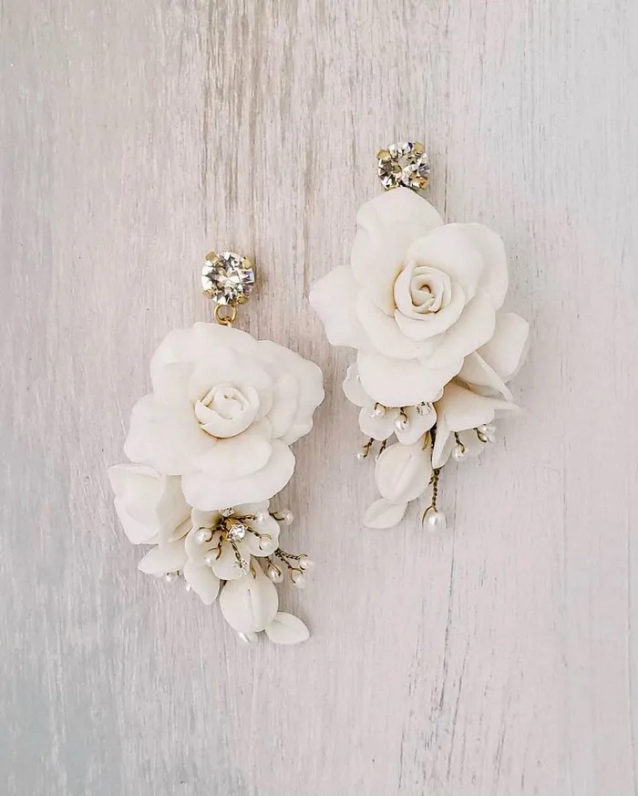 twigs honey Earrings Rose and crystal drop earrings Style 2105