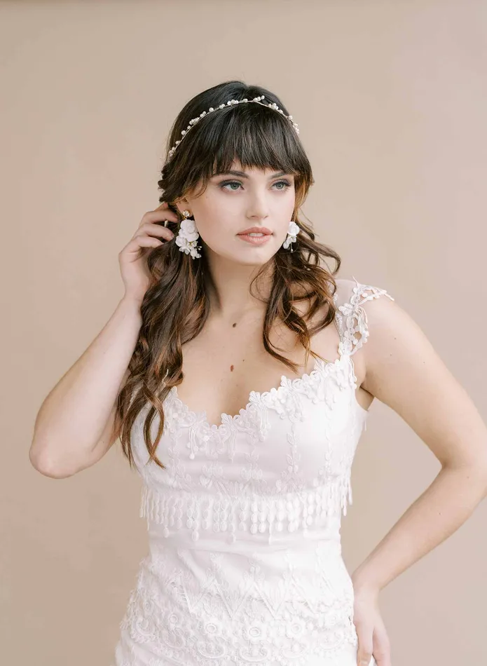 twigs honey Earrings Rose and crystal drop earrings Style 2105