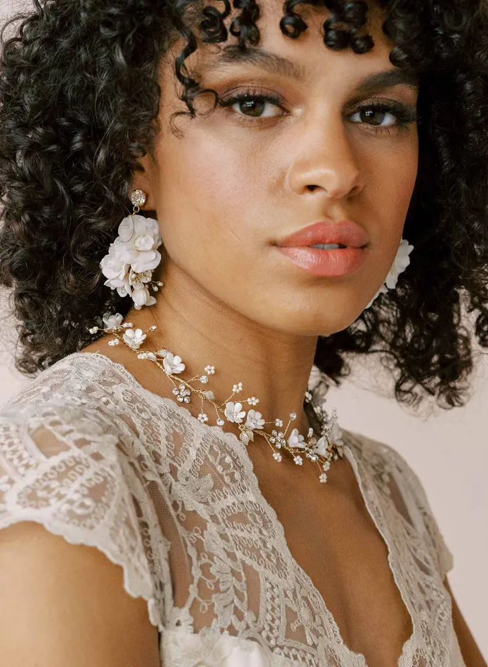 twigs honey Earrings Rose and crystal drop earrings Style 2105