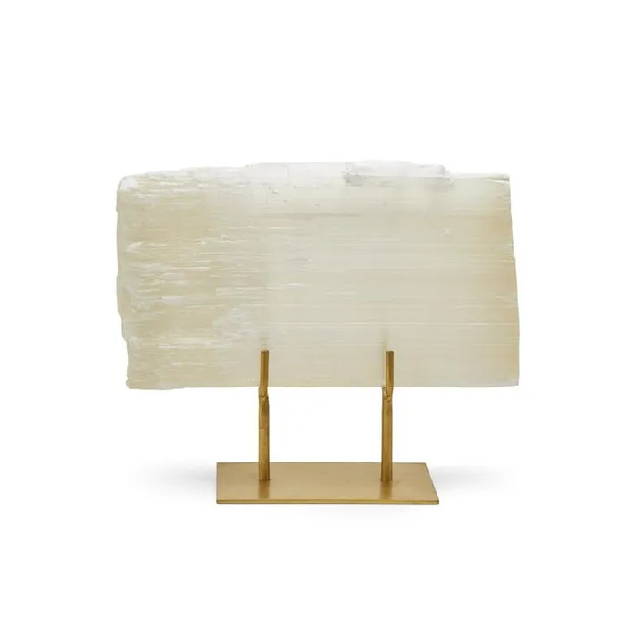 Twos Company Tozai Selenite Slab on Gold Stand Twos Company Earrings