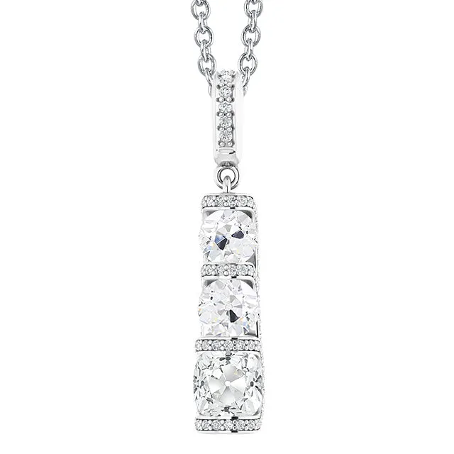 White Gold Natural Earth Mined Diamond Pendant 3 Stone Style Cushion Old Miner 5 Carats HarryChadEntcom Necklaces White Gold Natural Earth Mined Diamond Pendant 3 Stone Style Cushion Old Miner 5 Carats HarryChadEntcom Necklaces