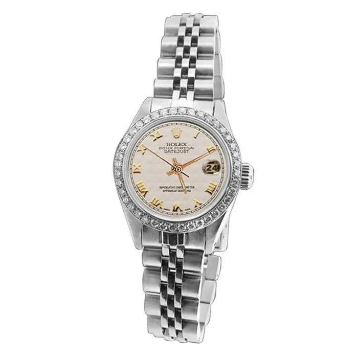 White Roman Dial Date Just Diamond Bracelet Rolex Ladies Watch GB Bracelets White Roman Dial Date Just Diamond Bracelet Rolex Ladies Watch GB Bracelets
