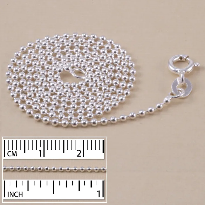WS Sterling Silver Ball Chain 15mm 20 Rings