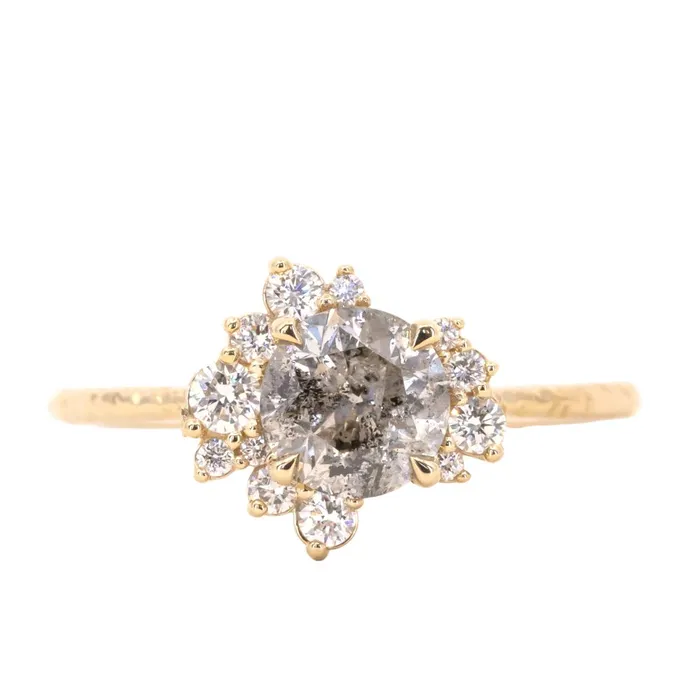 122ct Round Salt And Pepper Diamond Asymmetrical Cluster Ring In 14k Yellow Gold Anueva Jewelry Rings 122ct Round Salt And Pepper Diamond Asymmetrical Cluster Ring In 14k Yellow Gold Anueva Jewelry Rings