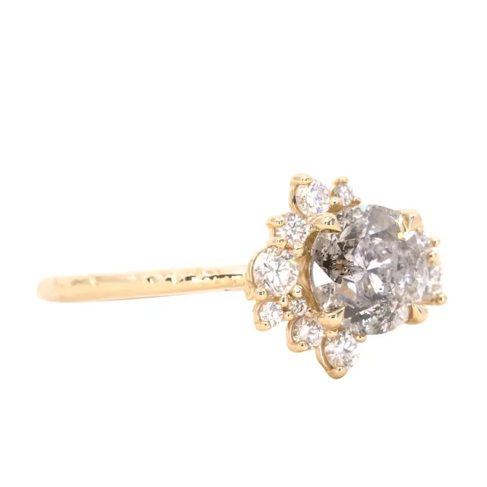 122ct Round Salt And Pepper Diamond Asymmetrical Cluster Ring In 14k Yellow Gold Anueva Jewelry Rings