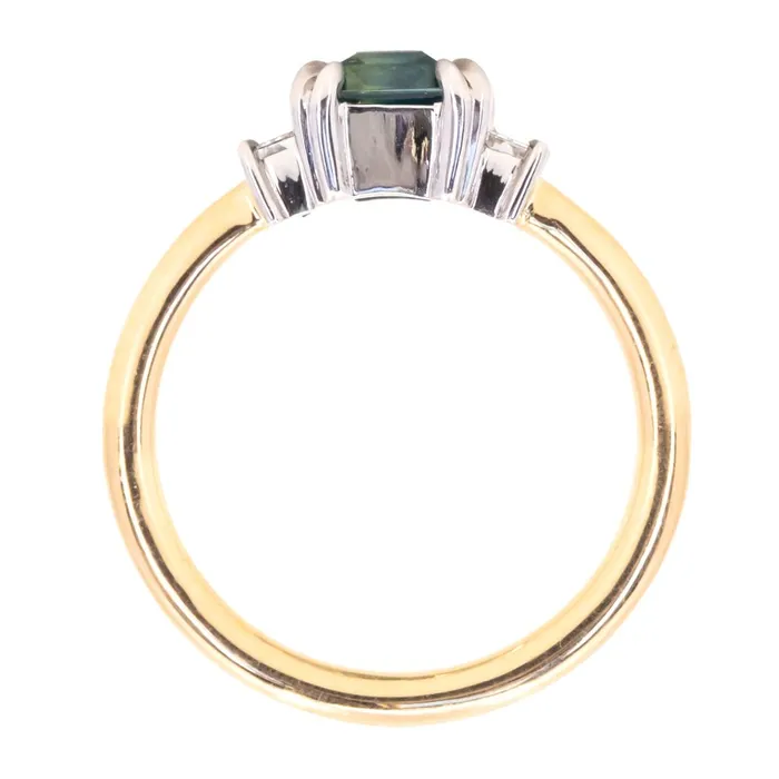 176ct Straight Baguette Parti Sapphire Three Stone Ring with Baguette Diamonds in Platinum 18k Yellow Gold Anueva Jewelry Rings