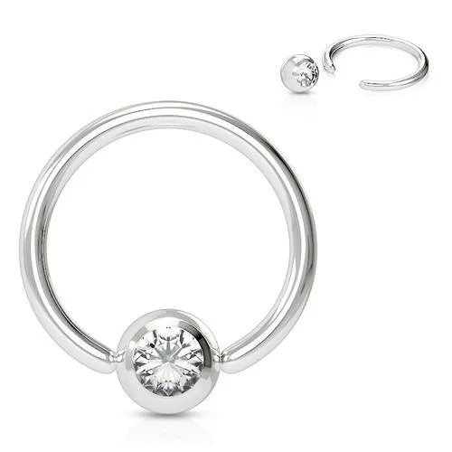 14g Stainless Captive CZ Bead Ring Tulsa Body Jewelry Rings