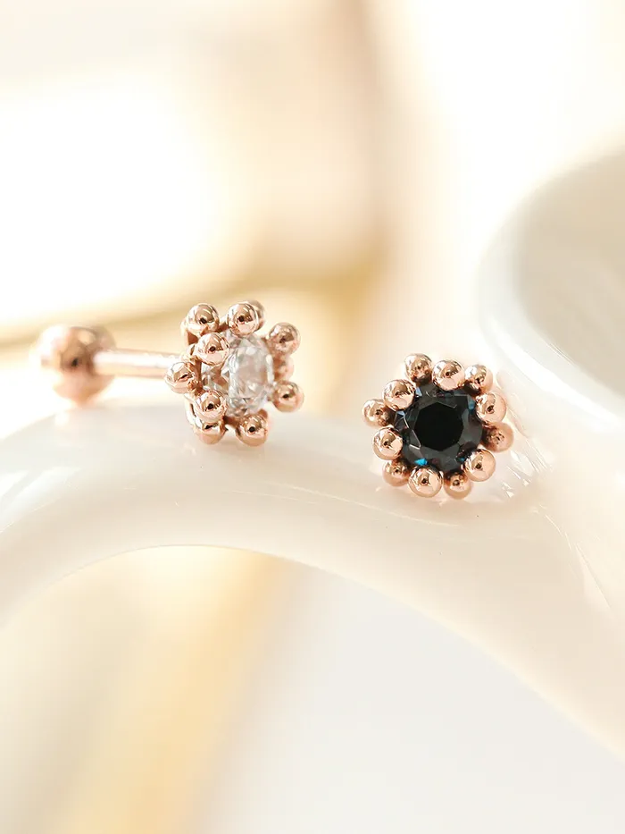 14K Gold Ball Flower Cubic Cartilage Earring 18G16G MinimalBijoux Earrings