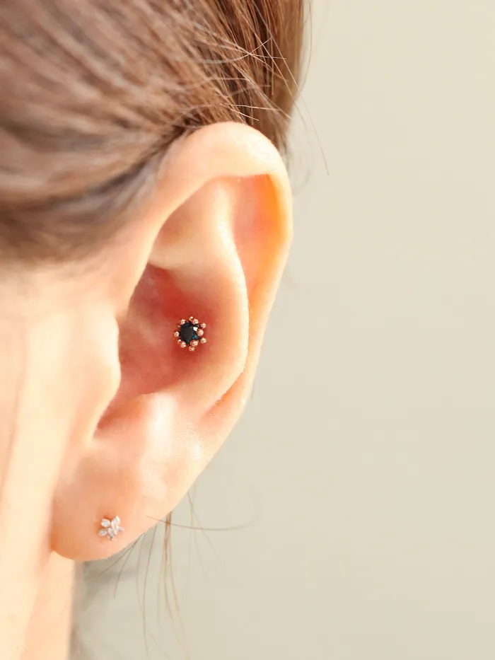 14K Gold Ball Flower Cubic Cartilage Earring 18G16G MinimalBijoux Earrings