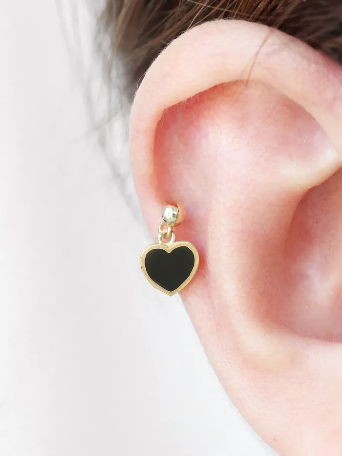 14K Gold Cross Heart Cartilage earring 20g MinimalBijoux Earrings