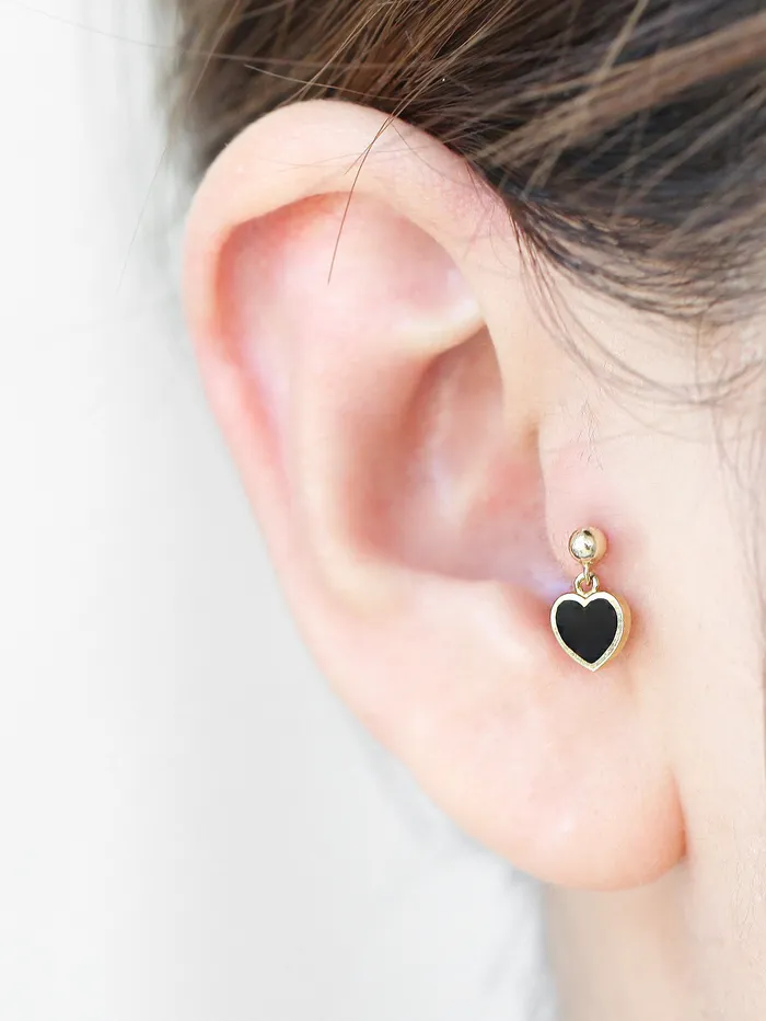 14K Gold Cross Heart Cartilage earring 20g MinimalBijoux Earrings