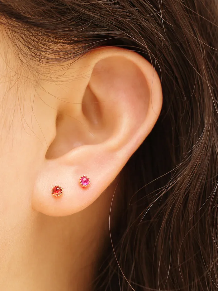 14K Gold Crown Rose cut Cubic Cartilage Earring 20G18G16G MinimalBijoux Earrings
