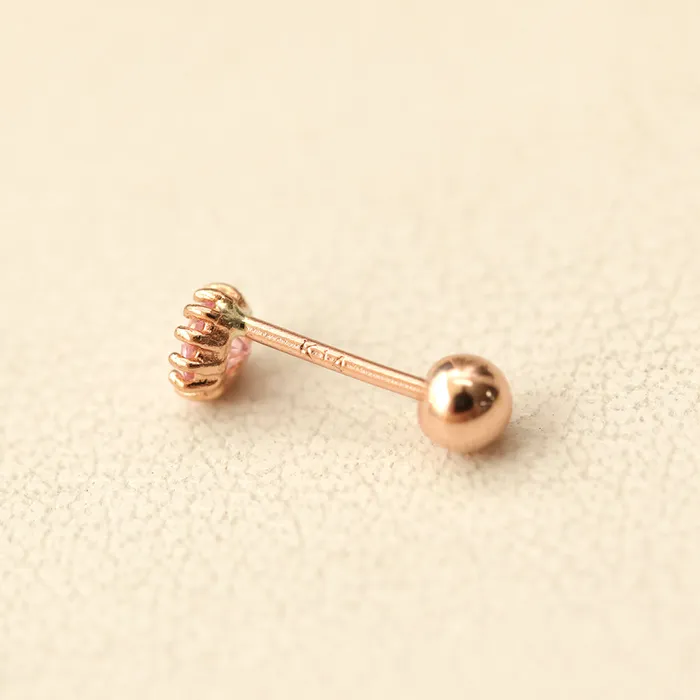 14K Gold Crown Rose cut Cubic Cartilage Earring 20G18G16G MinimalBijoux Earrings