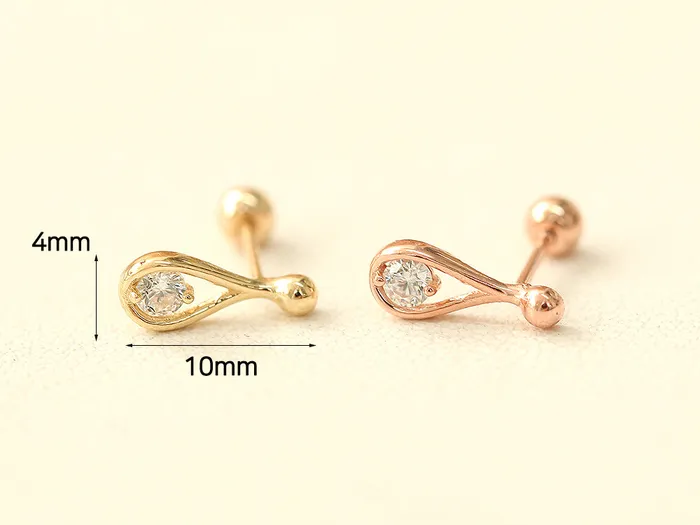 14K gold Cubic Teardrop cartilage earring 20g MinimalBijoux Earrings