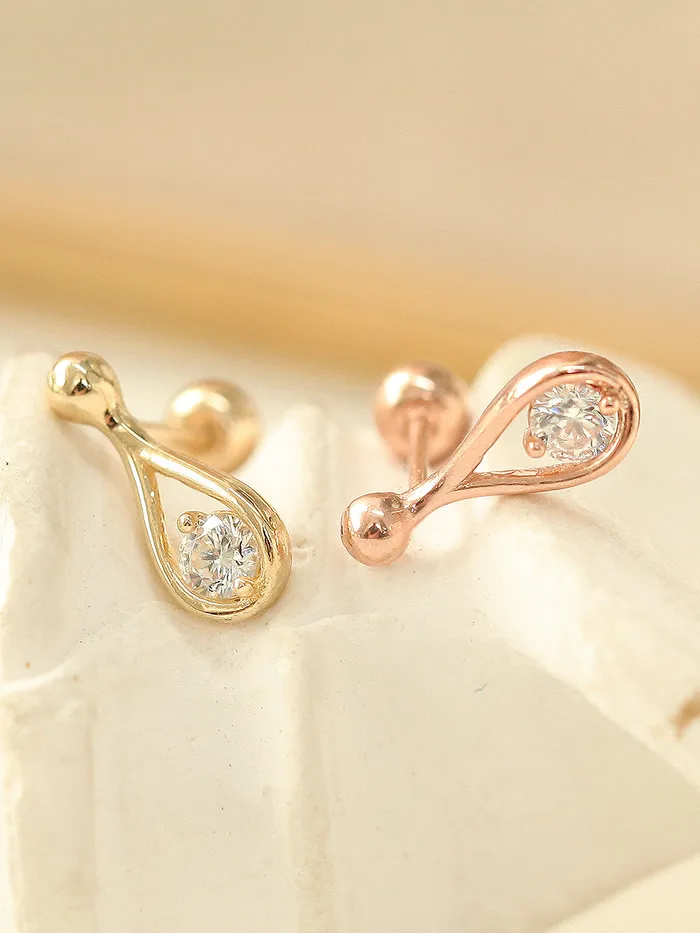 14K gold Cubic Teardrop cartilage earring 20g MinimalBijoux Earrings