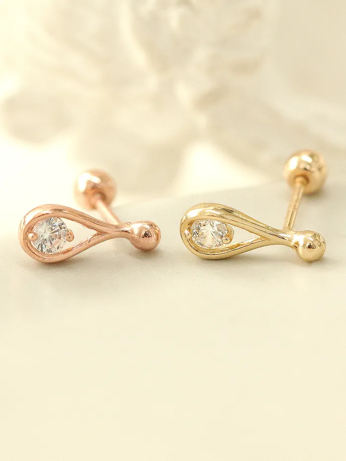 14K gold Cubic Teardrop cartilage earring 20g MinimalBijoux Earrings