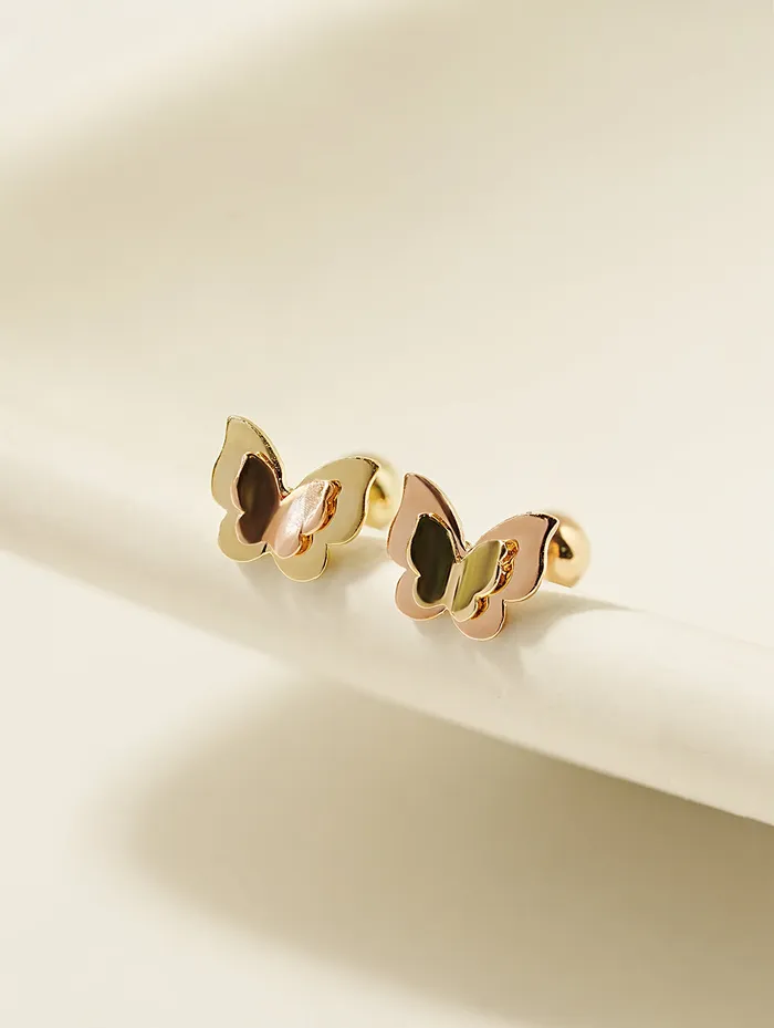 14K Gold Double Fold Butterfly Cartilage Earring 20G MinimalBijoux Earrings