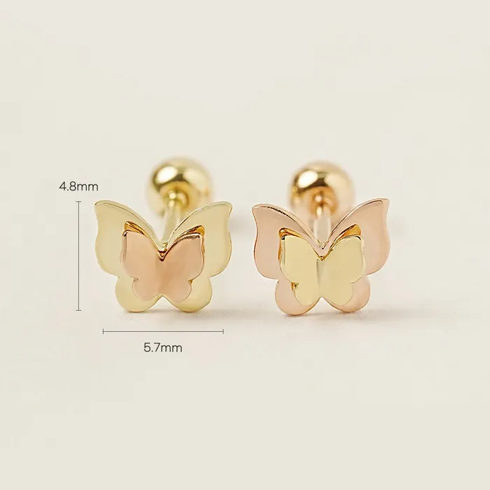 14K Gold Double Fold Butterfly Cartilage Earring 20G MinimalBijoux Earrings